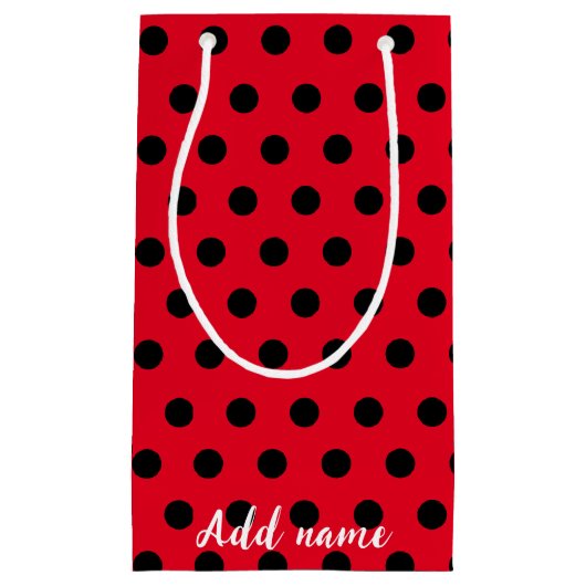 キッズキュートレッドラディバグ水玉模様パーティーパターン スモールペーパーバッグ (正面)