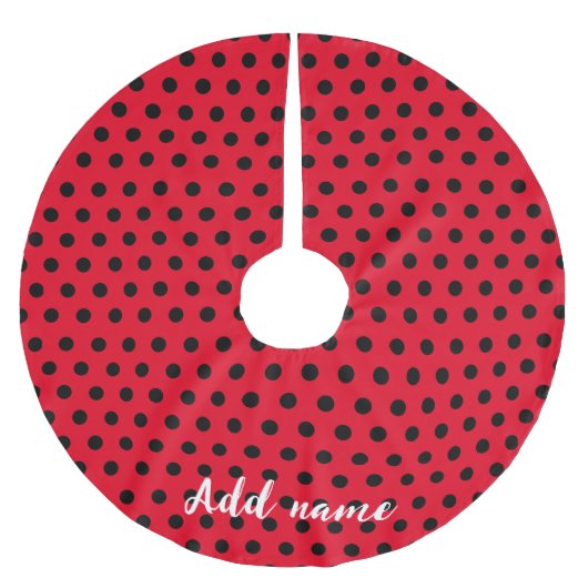 キッズキュートレッドラディバグ水玉模様パーティーパターン ブラッシュドポリエステルツリースカート (正面)