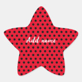 キッズキュートレッドラディバグ水玉模様パーティーパターン 星シール (正面)