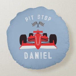 キッズキュートレーシングカーブルー ラウンドクッション