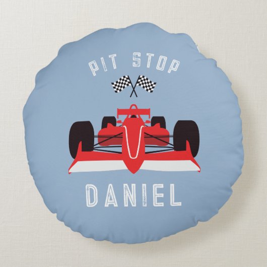 キッズキュートレーシングカーブルー ラウンドクッション (裏面)