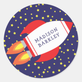 キッズキュートロケット船名封筒用シールシール ラウンドシール