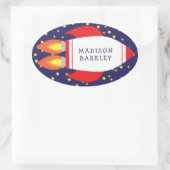 キッズキュートロケット船名封筒用シールシール 楕円形シール (バッグ)