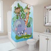 キッズキュート動物サファリ シャワーカーテン (インサイチュ)