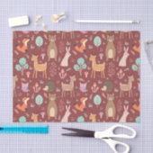 キッズキュート動物赤い鹿うさぎクマキツネフクロウ 薄葉紙 (クラフト)