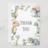 キッズキュート恐竜をテーマにした誕生日サンキューカード 招待状 (正面)