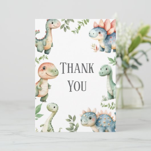 キッズキュート恐竜をテーマにした誕生日サンキューカード 招待状 (スタンド正面)