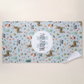 キッズキュート森の動物キッズモノグラム ビーチタオル (正面)