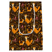 キッズキュート森キツネファミリーキノコ花 ミディアムペーパーバッグ (裏面)