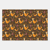 キッズキュート森キツネファミリーキノコ花 ラッピングペーパーシート (正面)