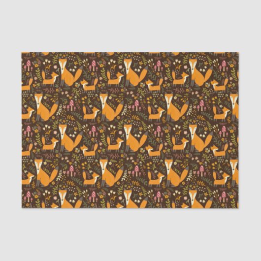 キッズキュート森キツネファミリーキノコ花 薄葉紙 (正面)