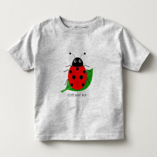 キッズキュート水の色のレディバグ緑の葉 トドラーTシャツ