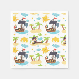 キッズキュート海賊船パターンパーティー スタンダードカクテルナプキン
