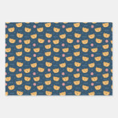 キッズキュート猫顔前糸の玉をプリント ラッピングペーパーシート (正面3)