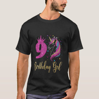 キッズキュート第9誕生日ガールユニコーン,第9誕生日 Tシャツ