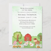 キッズキュート納屋周囲の庭動物誕生日招待状 招待状 (正面)