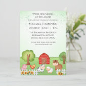 キッズキュート納屋周囲の庭動物誕生日招待状 招待状 (スタンド正面)