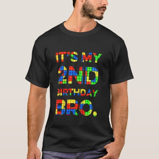 キッズキュート2nd誕生日2歳ブロック建物 tシャツ (正面)