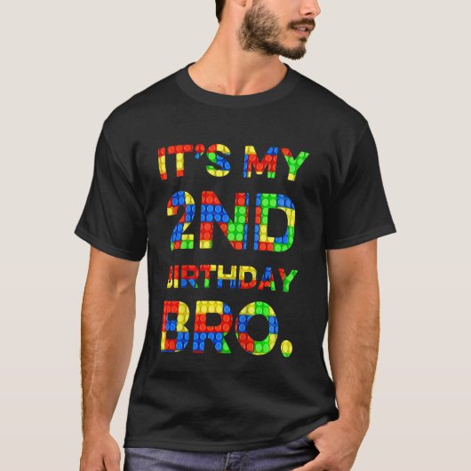 キッズキュート2nd誕生日2歳ブロック建物 tシャツ (正面)