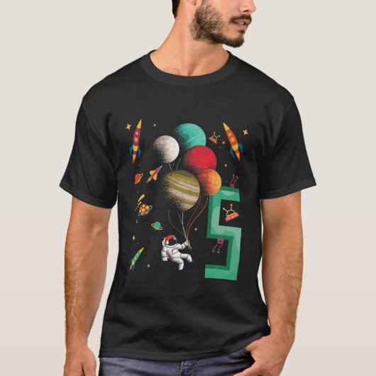 キッズキュート5誕生日5歳トドラースペーセマ Tシャツ (正面)