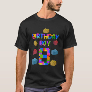 キッズキュート8誕生日8歳ブロック建物 Tシャツ