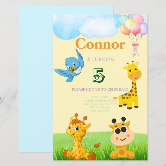 キッズキリンテーマ誕生日 (正面/裏面)