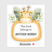 キッズキリンパーソナライズされた蔵書票 シール (シート)