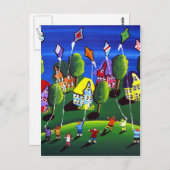 キッズキ飛んでいるテスフォークアート ポストカード (正面/裏面)