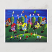 キッズキ飛んでいるテスフォークアート ポストカード (正面)