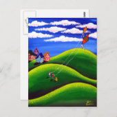 キッズキ飛んでいるートポストカード ポストカード (正面/裏面)