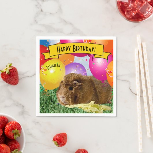 キッズギニアカスタム豚の誕生日パーティー風船 スタンダードカクテルナプキン (インサイチュ)