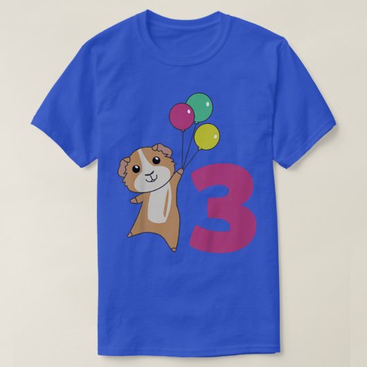 キッズギニアピグ第3誕生日バルーン子供へ Tシャツ (デザイン正面)