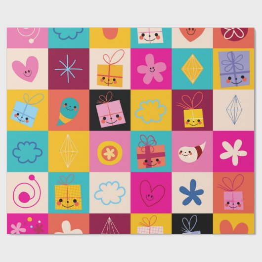 キッズギフトラッピング紙シームレスパターン ラッピングペーパー (フラット)