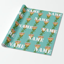 キッズクパーソナライズされたリスマス小妖精や小人 ラッピングペーパー