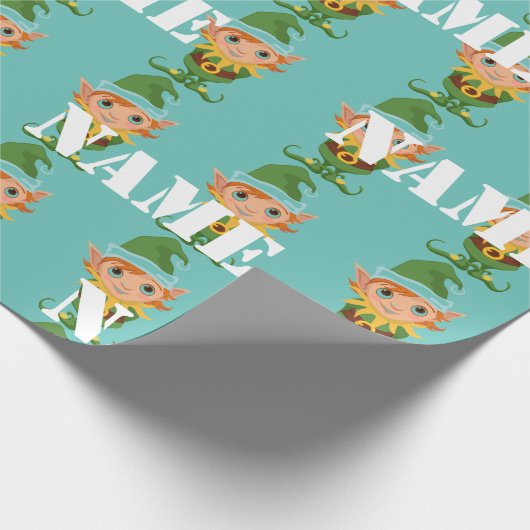 キッズクパーソナライズされたリスマス小妖精や小人 ラッピングペーパー (角)