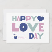 キッズクラスルームのバレンタインデーのブロック文字 ノートカード (正面)