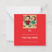 キッズクラスルームヴィンテージバレンタインデー ノートカード (裏面)