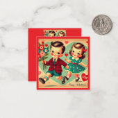 キッズクラスルームヴィンテージバレンタインデー ノートカード (正面/裏面インサイチュ)