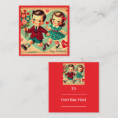 キッズクラスルームヴィンテージバレンタインデー ノートカード (正面/裏面)