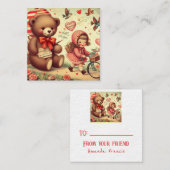 キッズクラスルームヴィンテージバレンタインデー ノートカード (正面/裏面)