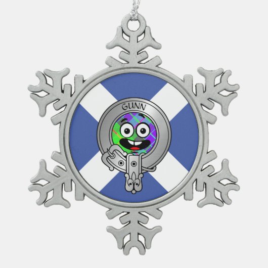 キッズクランドンクレスト&タータンチェックオンサルタイヤスノーフレーク スノーフレークピューターオーナメント (正面)