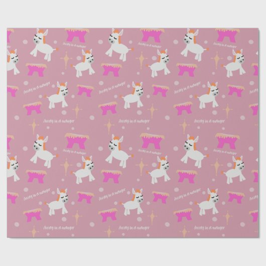 キッズクリスチャンクリスマス出生おもしろいピンク ラッピングペーパー (フラット)