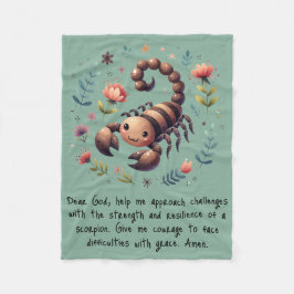 キッズクリスチャン祈りの言葉ウッドランドスコーピオングリーン | フリースブランケット