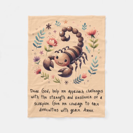 キッズクリスチャン祈りの言葉ウッドランドスコーピオンピーチ | フリースブランケット (正面)