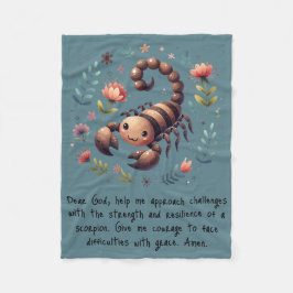 キッズクリスチャン祈りの言葉ウッドランドスコーピオンブルー | フリースブランケット