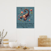 キッズクリスチャン祈りの言葉ウッドランドスコーピオンブルー | ポスター (キッチン)