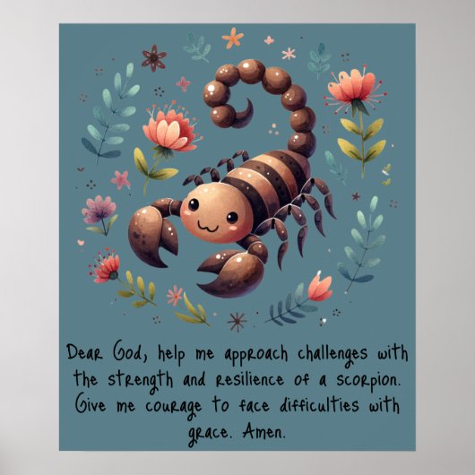 キッズクリスチャン祈りの言葉ウッドランドスコーピオンブルー | ポスター (正面)