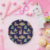 キッズクリスマスかわいいフェスティバル動物クマ ペーパープレート (パーティー)