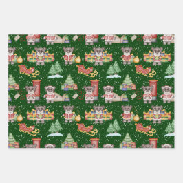 キッズクリスマスかわいいフェスティバル動物クマ ラッピングペーパーシート