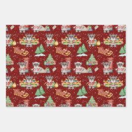 キッズクリスマスかわいいフェスティバル動物クマ ラッピングペーパーシート